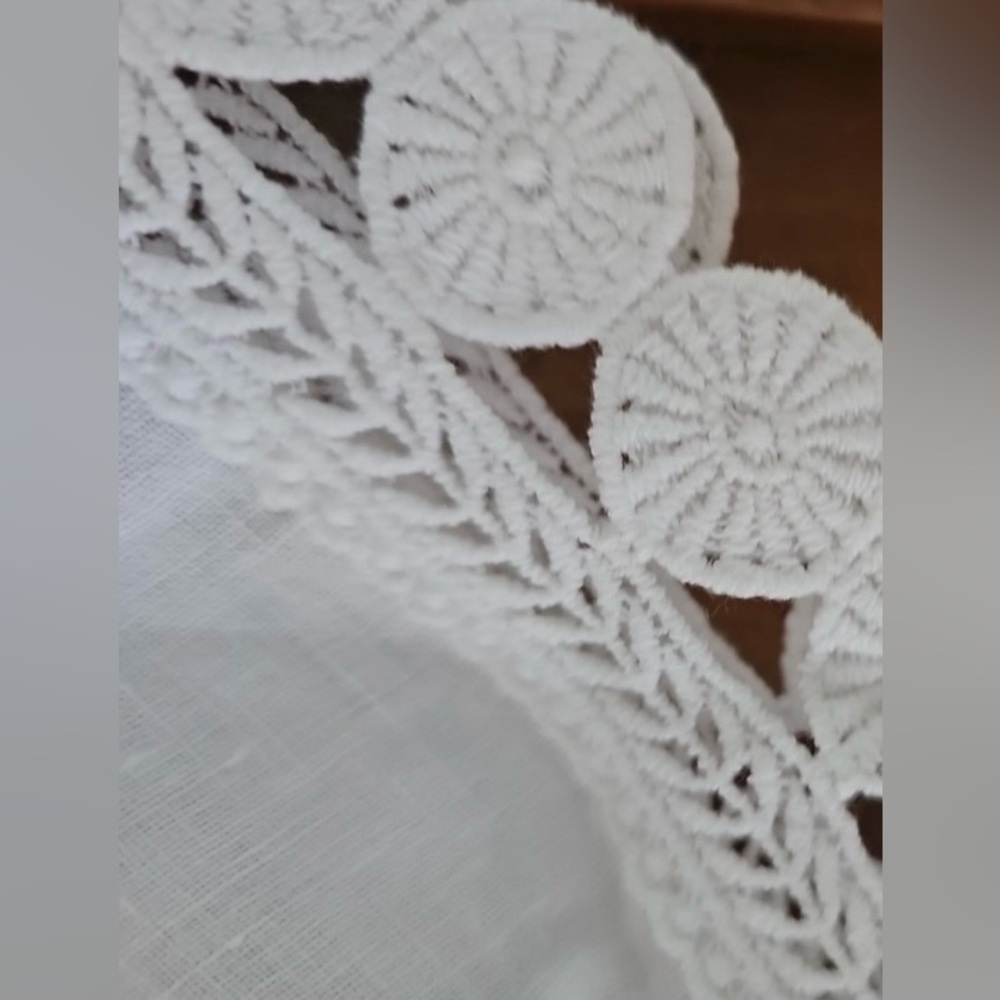 Terzo Millennio Women’s Top Medium White Off Shoulder Short Linen Short Sleeve - Picture 7 of 9